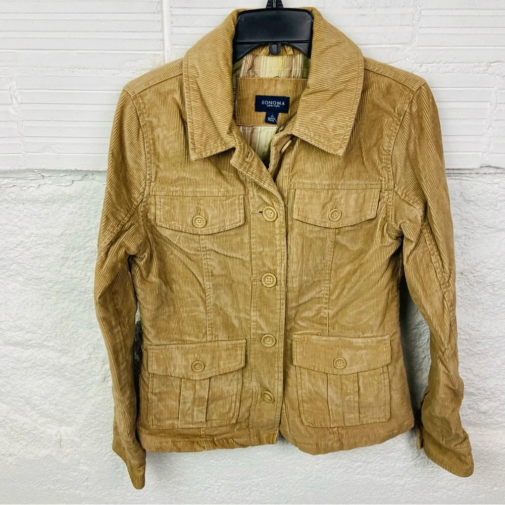 Sonoma vintage Y2K Tan corduroy cotton lightweight Jacket size small - Picture 8 of 11